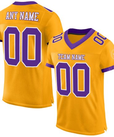 Custom Gold Purple-White Football Jersey, Gift For Football Fans