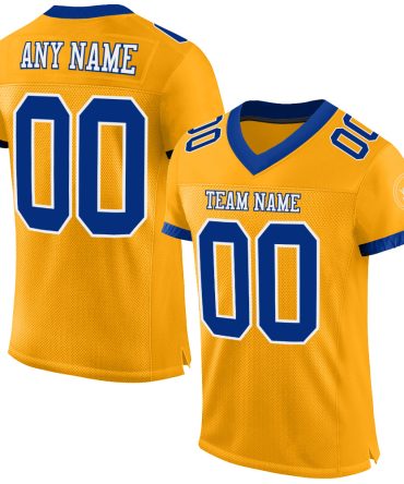 Custom Gold Royal-White Football Jersey, Gift For Football Fans