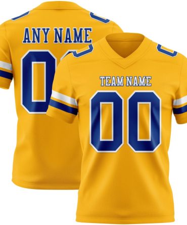 Custom Gold Royal-White Authentic Football Jersey, Gift For Football Fans
