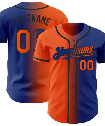 Custom Royal Orange-Black Gradient Fashion Baseball Jersey, Gift For Baseball Fans