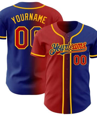 Custom Royal Red-Gold Gradient Fashion Baseball Jersey, Gift For Baseball Fans