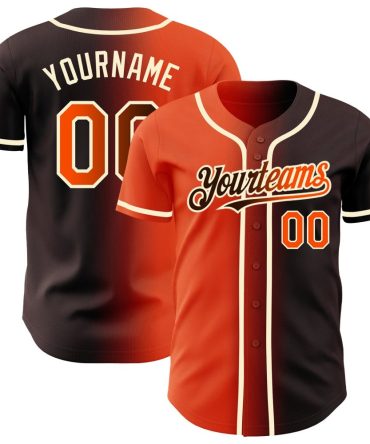 Custom Brown Orange-Cream Gradient Fashion Baseball Jersey, Gift For Baseball Fans