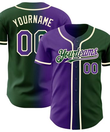 Custom Green Purple-Cream Gradient Fashion Baseball Jersey, Gift For Baseball Fans