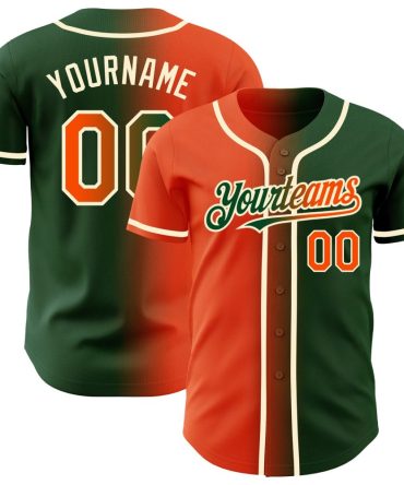 Custom Green Orange-Cream Gradient Fashion Baseball Jersey, Gift For Baseball Fans