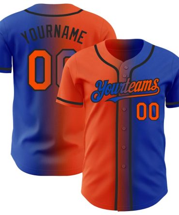 Custom Thunder Blue Orange-Black Gradient Fashion Baseball Jersey, Gift For Baseball Fans