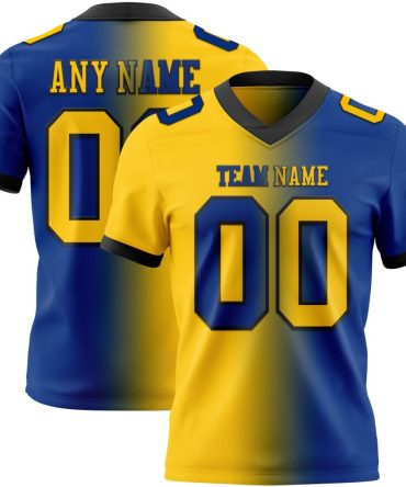 Custom Royal Yellow-Black Authentic Gradient Fashion Football Jersey, Gift For Football Fans