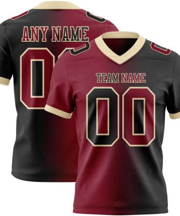 Custom Black Crimson-Cream Authentic Gradient Fashion Football Jersey, Gift For Football Fans