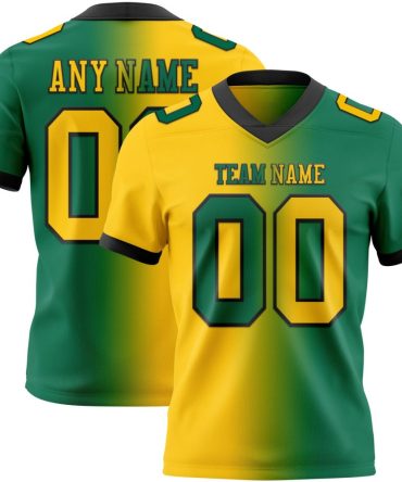 Custom Kelly Green Yellow-Black Authentic Gradient Fashion Football Jersey, Gift For Football Fans
