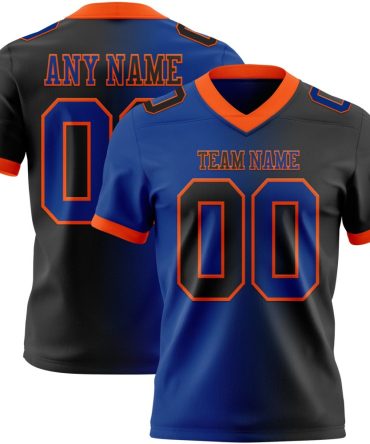Custom Black Royal-Orange Authentic Gradient Fashion Football Jersey, Gift For Football Fans