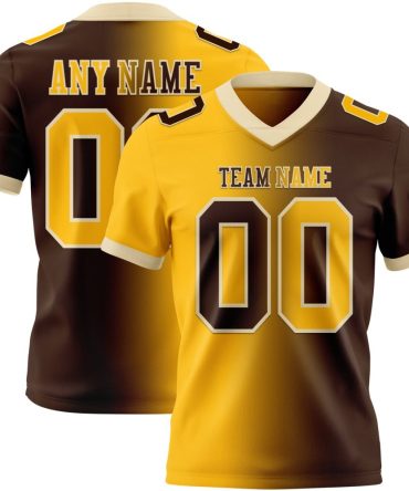 Custom Brown Gold-Cream Authentic Gradient Fashion Football Jersey, Gift For Football Fans