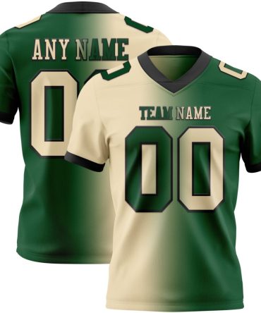 Custom Green Cream-Black Authentic Gradient Fashion Football Jersey, Gift For Football Fans