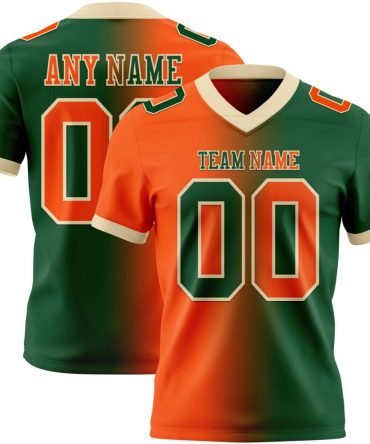 Custom Green Orange-Cream Authentic Gradient Fashion Football Jersey, Gift For Football Fans