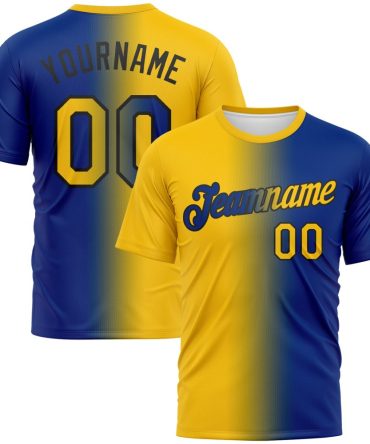 Custom Royal Yellow-Black Gradient Fashion Performance T-Shirt, For Football, Baseball, Hockey, Basketball, Softball & Rugby Fans