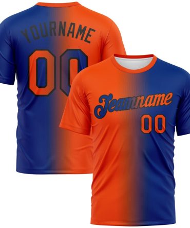 Custom Royal Orange-Black Gradient Fashion Performance T-Shirt, For Football, Baseball, Hockey, Basketball, Softball & Rugby Fans