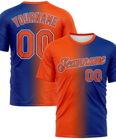 Custom Royal Orange-White Gradient Fashion Performance T-Shirt, For Football, Baseball, Hockey, Basketball, Softball & Rugby Fans