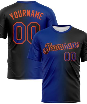 Custom Black Royal-Orange Gradient Fashion Performance T-Shirt, For Football, Baseball, Hockey, Basketball, Softball & Rugby Fans