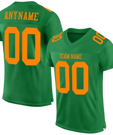 Custom Grass Green Bay Orange Football Jersey, Gift For Football Fans