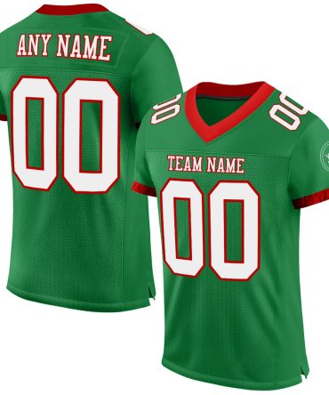 Custom Grass Green White-Red Football Jersey, Gift For Football Fans