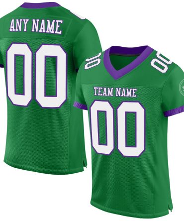 Custom Grass Green White-Purple Football Jersey, Gift For Football Fans