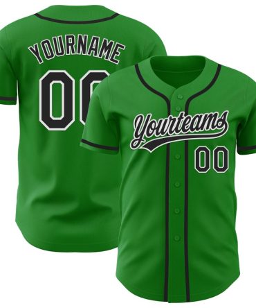 Custom Grass Green Black-White Baseball Jersey, Gift For Baseball Fans