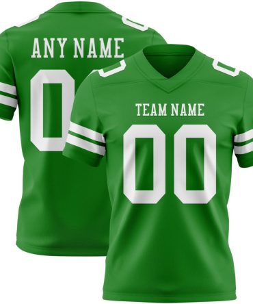 Custom Grass Green White Authentic Football Jersey, Gift For Football Fans