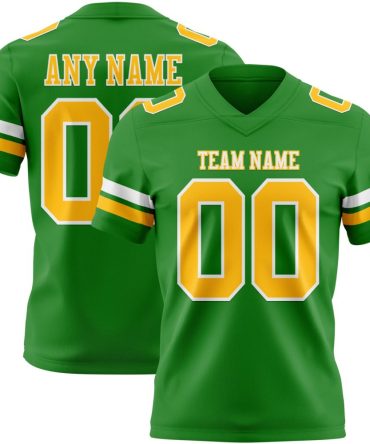 Custom Grass Green Gold-White Authentic Football Jersey, Gift For Football Fans