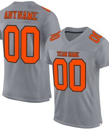 Custom Gray Orange-Black Football Jersey, Gift For Football Fans