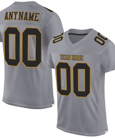Custom Gray Black-Old Gold Football Jersey, Gift For Football Fans