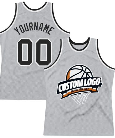 Custom Gray Black-White Throwback Basketball Jersey, Gift For Basketball Fans