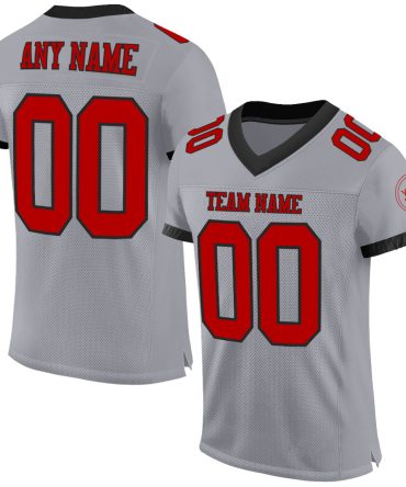 Custom Gray Red-Black Football Jersey, Gift For Football Fans
