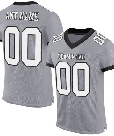 Custom Gray White-Black Football Jersey, Gift For Football Fans