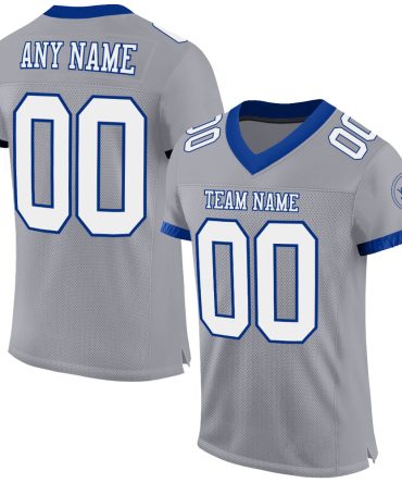 Custom Gray White-Royal Football Jersey, Gift For Football Fans