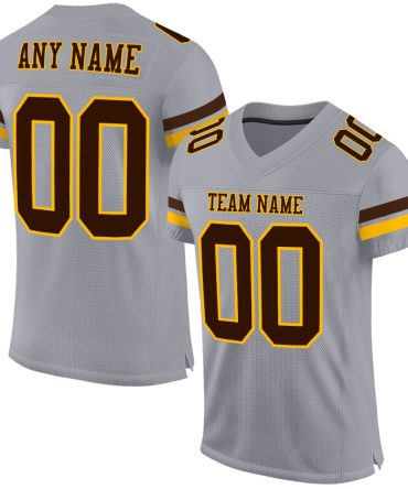 Custom Gray Brown-Gold Football Jersey, Gift For Football Fans