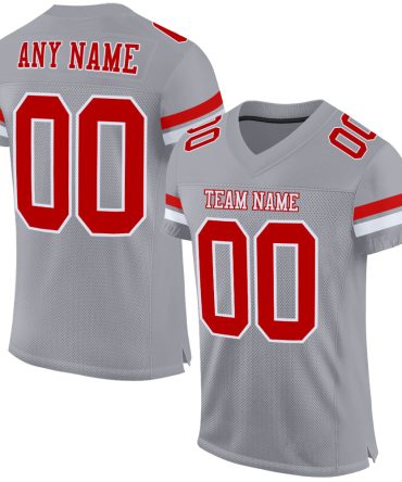 Custom Gray Red-White Football Jersey, Gift For Football Fans