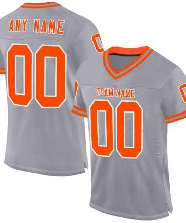 Custom Gray Orange-White Throwback Football Jersey, Gift For Football Fans