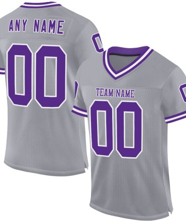 Custom Gray Purple-White Throwback Football Jersey, Gift For Football Fans