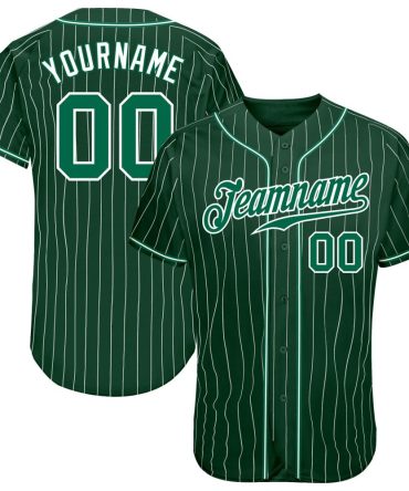Custom Green White Pinstripe Kelly Green-White Baseball Jersey, Gift For Baseball Fans