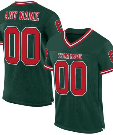 Custom Green Red-Black Throwback Football Jersey, Gift For Football Fans