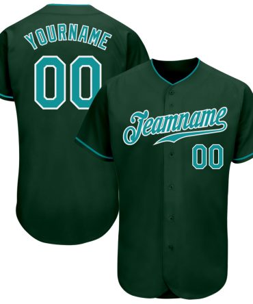 Custom Green Teal-White Baseball Jersey, Gift For Baseball Fans
