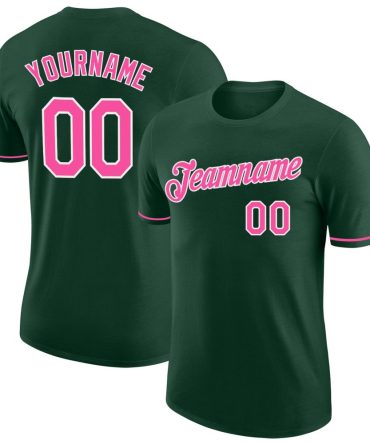 Custom Green Pink-White Performance T-Shirt, For Football, Baseball, Hockey, Basketball, Softball & Rugby Fans