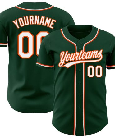 Custom Green White-Orange Baseball Jersey, Gift For Baseball Fans