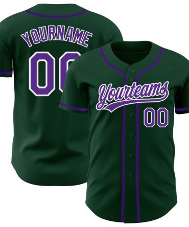 Custom Green Purple-White Baseball Jersey, Gift For Baseball Fans