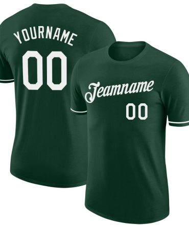 Custom Green White Performance T-Shirt, For Football, Baseball, Hockey, Basketball, Softball & Rugby Fans