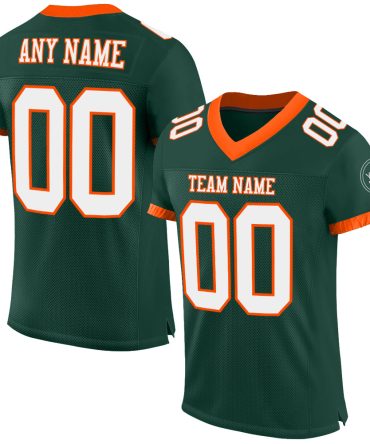 Custom Green White-Orange Football Jersey, Gift For Football Fans