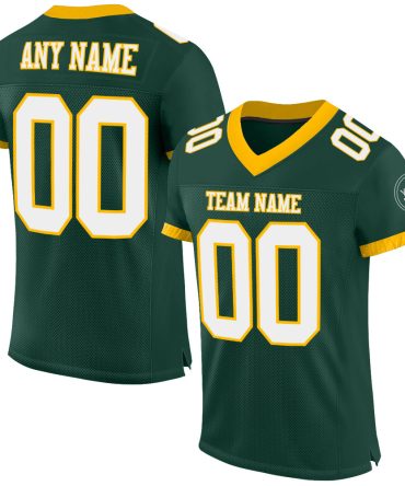 Custom Green White-Gold Football Jersey, Gift For Football Fans