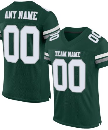 Custom Green White-Gray Football Jersey, Gift For Football Fans