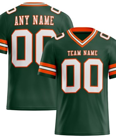 Custom Green White-Orange Authentic Football Jersey, Gift For Football Fans