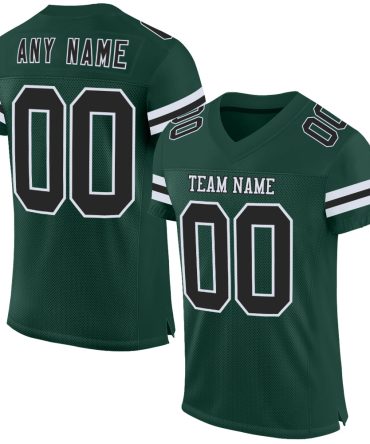 Custom Green Black-White Football Jersey, Gift For Football Fans