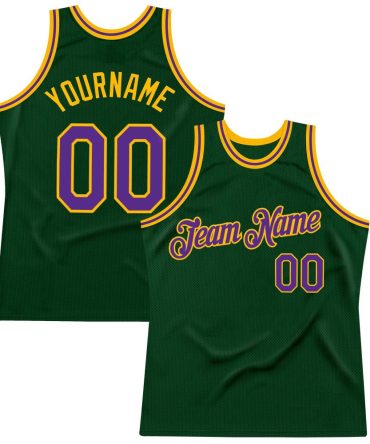 Custom Green Purple-Gold Throwback Basketball Jersey, Gift For Basketball Fans