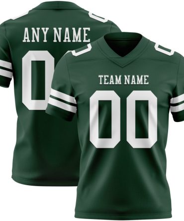 Custom Green White Authentic Football Jersey, Gift For Football Fans